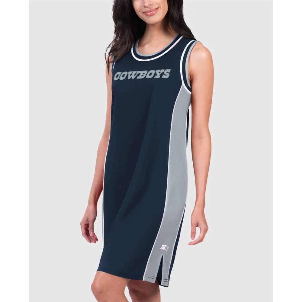 NEW STARTER women's dallas cowboys slam dunk tank dress in navy